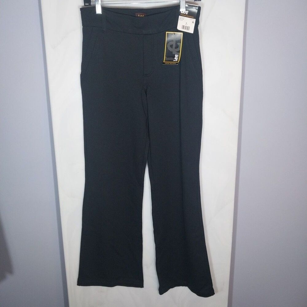 Lee NWT Black Bootcut Pants Women's Small Mid Rise Pull On Comfort Waist 31x29